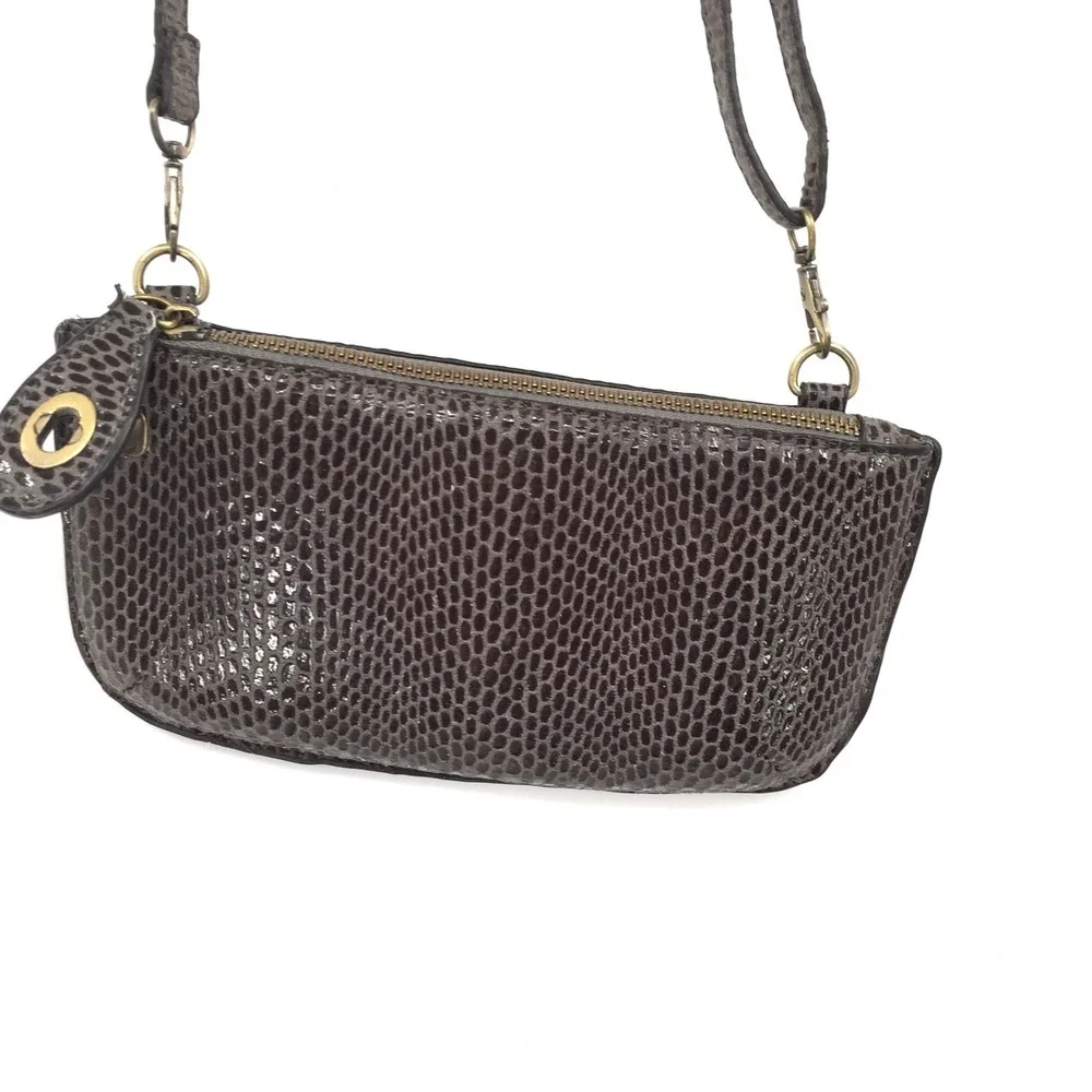 Unbranded faux croc clutch wristlet crossbody‎ shoulder bag purse minimalist